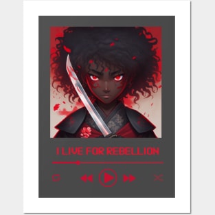 Rebel Soundtrack: Black Anime Character Crop Tee Posters and Art